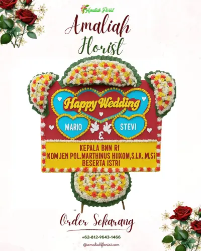 Karangan Papan Bunga Pernikahan di Pontang